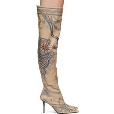 Leather High Boots Jimmy Choo Jean Paul Gaultier Beige Over-The-Knee Boots Beige IT