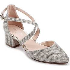 Paradox London Francis Wide Fit Glitter Block Heel Court Shoes