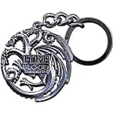 The Noble Collection Schlüsselanhänger, Game of Thrones: Targaryen Keyring with Motto Metallic Gray