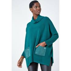 Green Capes & Ponchos Roman Sparkle Pocket Poncho Jumper in Forest