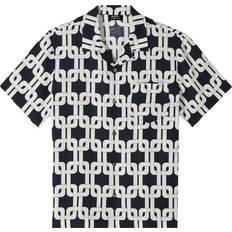 A.P.C. Men's Lattice-Print Camp Shirt DARK NAV