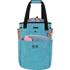 Yarn Bags PAVILIA Knitting Bag Yarn Storage Tote Crochet Organizer Bag, Yarn Storage Holder for Knitting Accessories, Yarn Skiens, Needles, Hooks, Unfinished Project, with Grommets Turquoise Blue