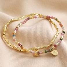 Estella Bartlett Set of Semi-Precious Bead gold/pink/green one