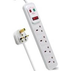 ExtraStar 4 Gang Switched Surge-Protected Extension Lead White 1m