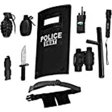 Dress Up America All in One Police Officer Role Play Set for Kids Includes Swat Shield, Adjustable Belt, Flashlight And more, Durable Plastic Constr