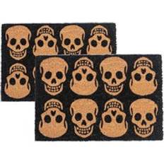 Nicola Spring Halloween Coir Door Mat Skulls Yellow cm