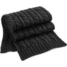 Men - Wool Scarfs Beechfield Cable Knit Melange Scarf Black One