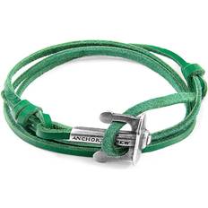 Green Bracelets Fern Green Union Anchor Silver and Flat Leather Bracelet