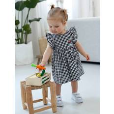 Vertbaudet Mädchen Baby Kleid nachtblau/weiß kariert