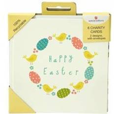 UK Greetings Happy Easter Recyclable Charity Easter Cards Pack of 6, 2 Designs