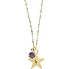 Studio Treat Republic Personalised Gold Star with Birthstone Crystal Necklace, September, Women Eptember