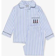 Trotters Kids' Felix Brushed Cotton Stripe Pyjamas, Blue/White Stripe