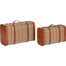 Home ESPRIT Set of Chests Brown Multicolour Wood Canvas