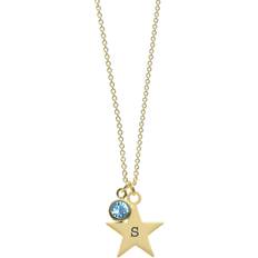 Studio Treat Republic Personalised Gold Star with Birthstone Crystal Necklace, March, Women March