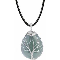 Grey Necklaces J&Y Green Tree of Life Pendant Necklace
