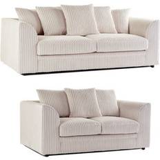 Luxor Jumbo Cord Cream Sofa 190cm 2pcs 2 Seater, 3 Seater