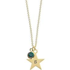 Studio Treat Republic Personalised Gold Star with Birthstone Crystal Necklace, May, Women May