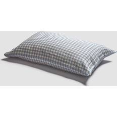 Linen Pillow Cases Piglet in Bed in Bed Gingham Linen Pillow Case Blue