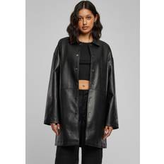 Urban Classics Women Coats Urban Classics Ladies’ faux-leather coat Imitation Leather Coat black