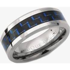 Men Rings Unique Mens Tungsten Blue Carbon Inlay 8mm Ring TUR-32-66 Three Colour