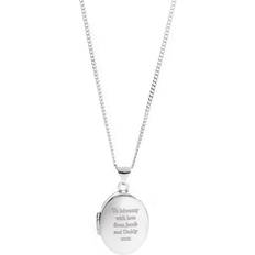 Studio Personalised Sterling Silver Oval Locket Pendant Necklace Womens