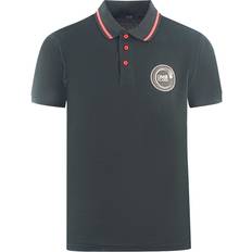 Cavalli Class Circular Snake Logo Black Polo Shirt