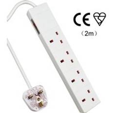 ExtraStar 4 Gang Indicator Side Switched Extension Lead White 2m