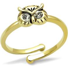 Transparent Rings Alamode Jewelry LO4050-8 Flash Gold Brass Ring with Top Grade Crystal, Clear