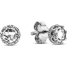 Pandora Sparkling Crown Stud Earrings - Silver/Transparent