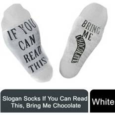 Flo Slogan Socks "Bring Me Chocolate” White & Grey