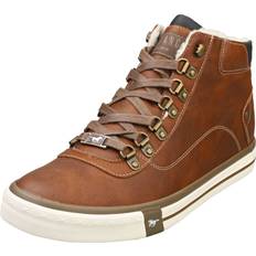 Mustang Side Zip Sneaker Mens Casual Trainers in Cognac Cream