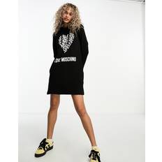 Love Moschino heart-motif hooded dress women Cotton Black