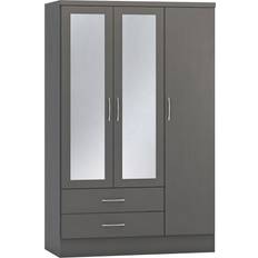 Shelves Clothing Storage SECONIQUE Nevada 3D Effect Grey Wardrobe 116x183cm