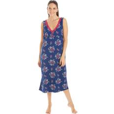 Blue - Women Negligées Camille Floral Print Spandex Knee Length Chemise Raspberry 14-16