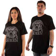 Clothing Queen Unisex Diamante Classic Crest Band Logo Official Black T-Shirt