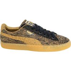 Gold - Men Shoes Puma Basket Knit Metallic Gold Mens Lace Up Trainers 363087 02 B24C Textile