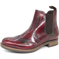 Men - Red Chelsea Boots Albert Brogue Leather Chelsea Boots Red