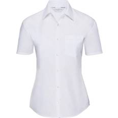 Clothing Russell Collection Short Sleeve Poly-Cotton Easy Care Poplin Shirt White