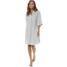 Blue - Women Nightgowns Woven Check Boyfriend Nightshirt Blue 16-18