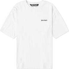 Clothing Palm Angels White Embroidered T-Shirt WHITE BLACK