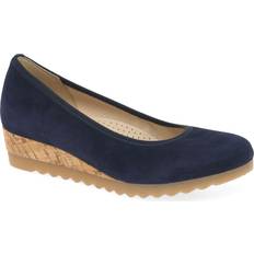 Blue Heels & Pumps Gabor Women's Epworth Womens Low Wedge Heeled Shoes Dk Blue Sde dk blue sde