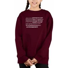 LA Pop Art Girl's Glory Hallelujah Flag Word Crewneck Sweatshirt - Maroon