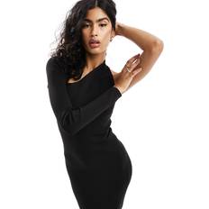 Clothing Mango cut out knitted maxi dress in blackXS