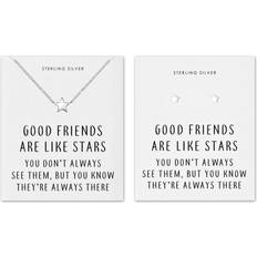 Philip Jones Sterling Silver Friendship Quote Star Set