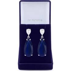 Metal Earrings Jon Richard Rhodium Plated Cubic Zirconia Statement Blue Peardrop Earrings Gift Boxed