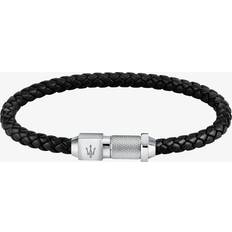 Maserati Black Braided Leather Rope Bracelet JM223AVE17