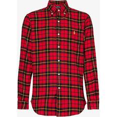 Polo Ralph Lauren Polyester Shirts Polo Ralph Lauren Mens Red Check-print Brand-embroidered Wool and Recycled-polyester-blend Shirt