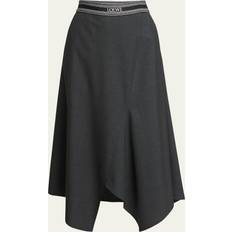 Women - Wool Skirts Loewe Asymmetric wool midi skirt grey