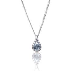 Elements Blue Topaz Teardrop Pendant Silver Necklace