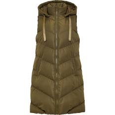 Clothing Threadbare 'Vamp' Long Line Padded Gilet Khaki